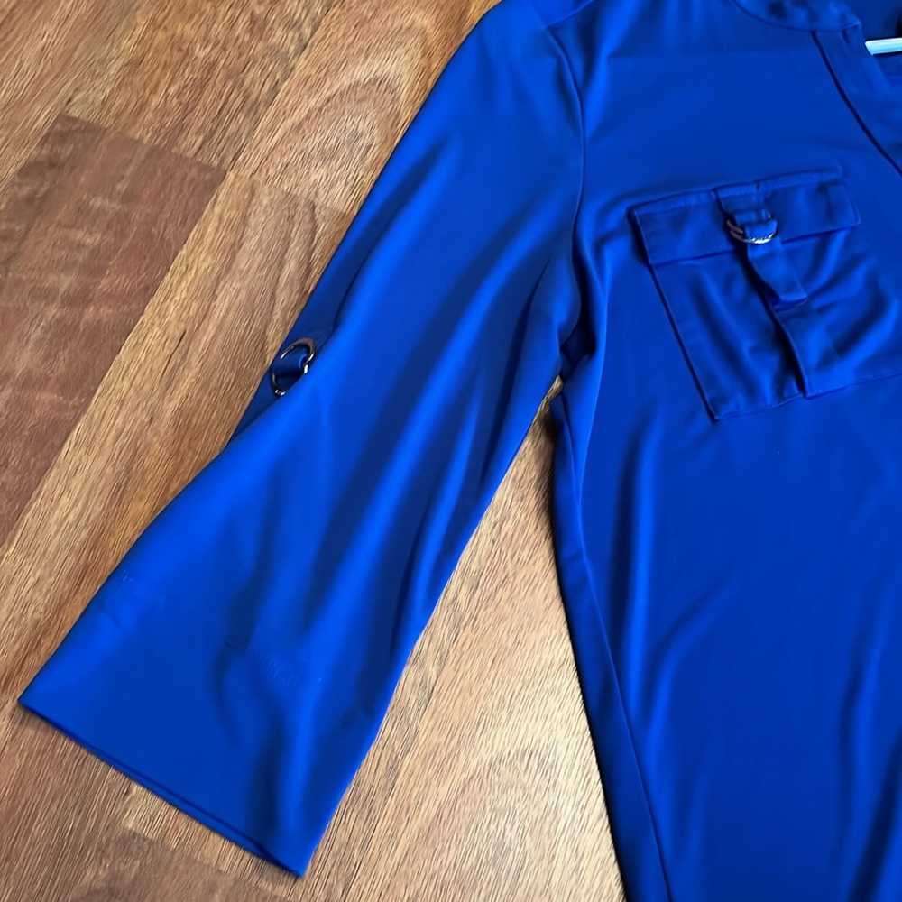 EUC Calvin Klein royal blue dressy top with silver hardware - Picture 2 of 13